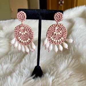 SugarFix blush colored beaded round dangling earrings